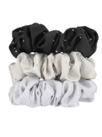 Silky Knots Scrunchies Silver Set 3pcs