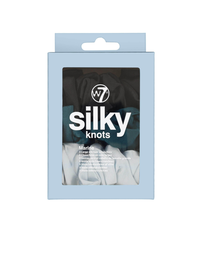 W7makeup Silky Knots 3 Hair Scrunchies Marine